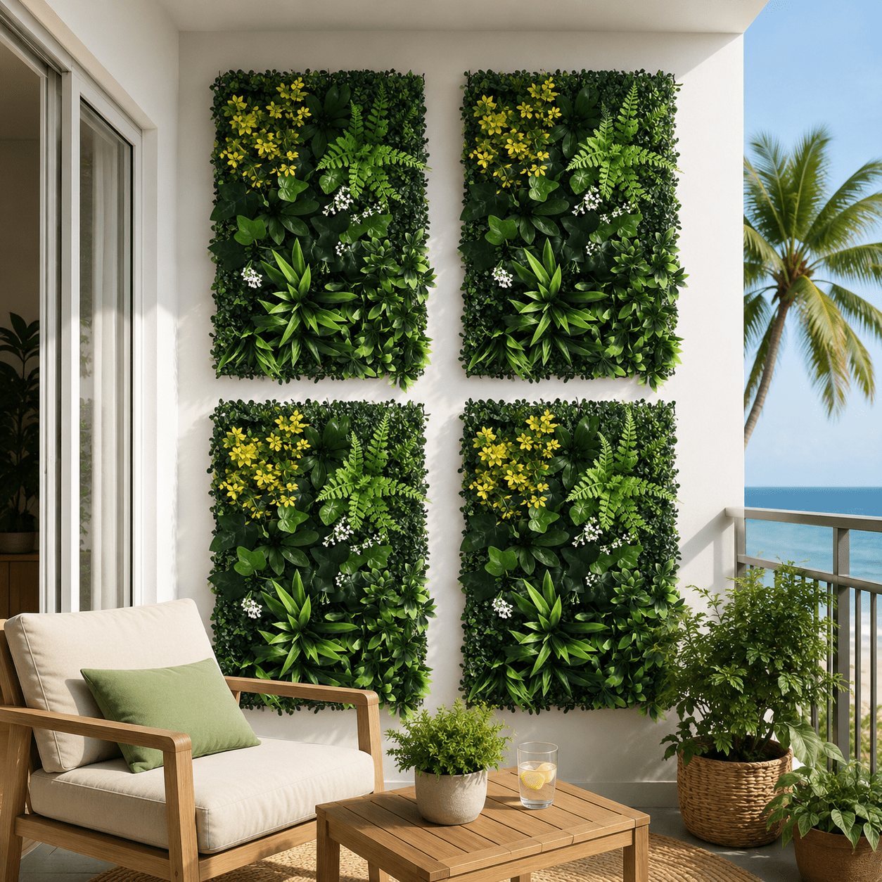 Artificial Plant Wall Panels | 4 Pack Boxwood Hedge Panels | 40 x 60cm