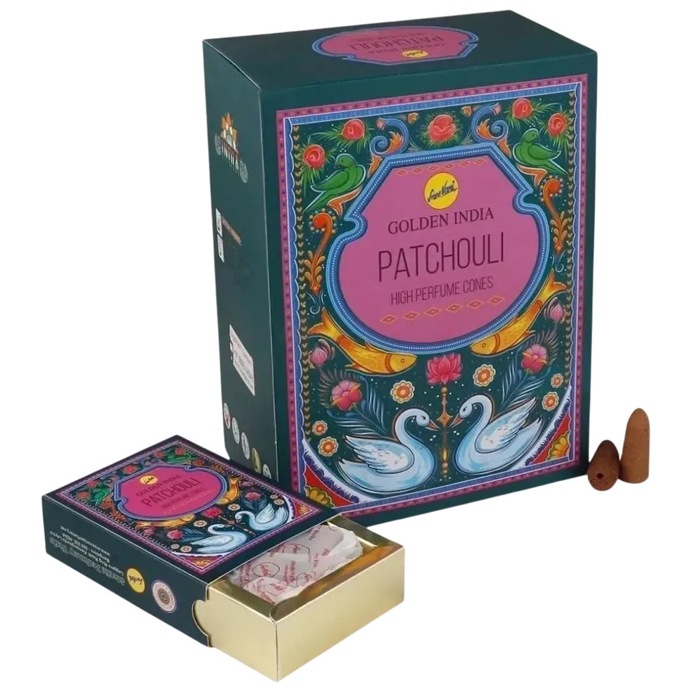 Patchouli Backflow Incense Cones | Sree Vani Indian Heritage | 120 Jumbo Sized Cones