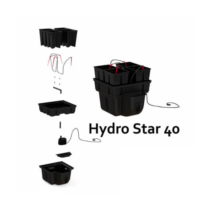 Platinium Hydro Star 40 | Compact Hydroponic System | 4-Plant Drip Irrigation | 15-20L Tank