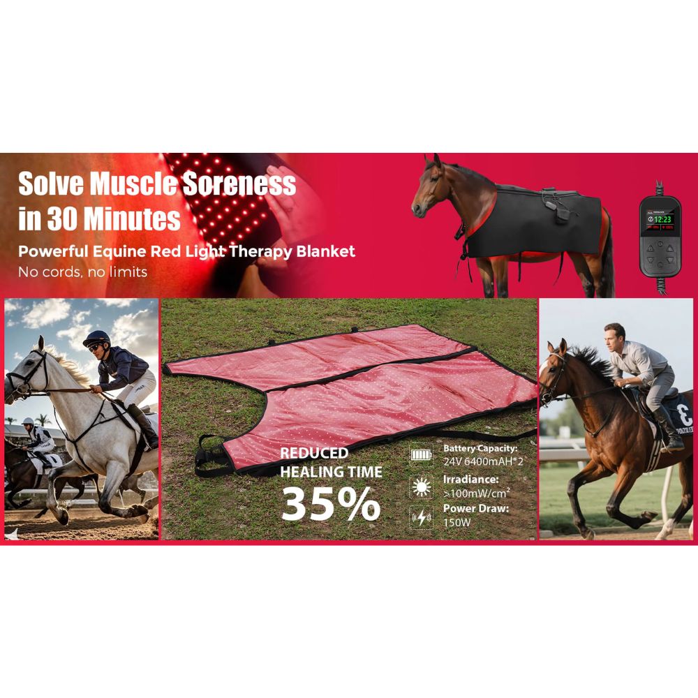 Professional Portable LED Red & Near-Infrared Light Therapy Pad for Horses | 660nm + 850nm Dual Wavelength | Rechargeable & Wireless | Large Coverage Wrap