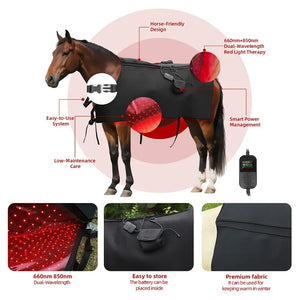 Professional Portable LED Red & Near-Infrared Light Therapy Pad for Horses | 660nm + 850nm Dual Wavelength | Rechargeable & Wireless | Large Coverage Wrap