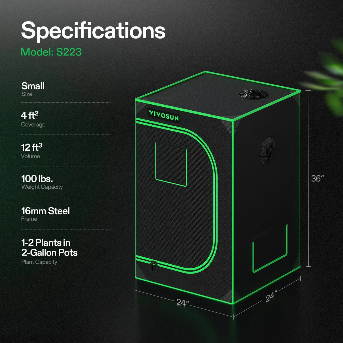 Propagation Grow Tent | 61cm x 61cm x 91cm | 600D Oxford | Lightproof Mylar Lined