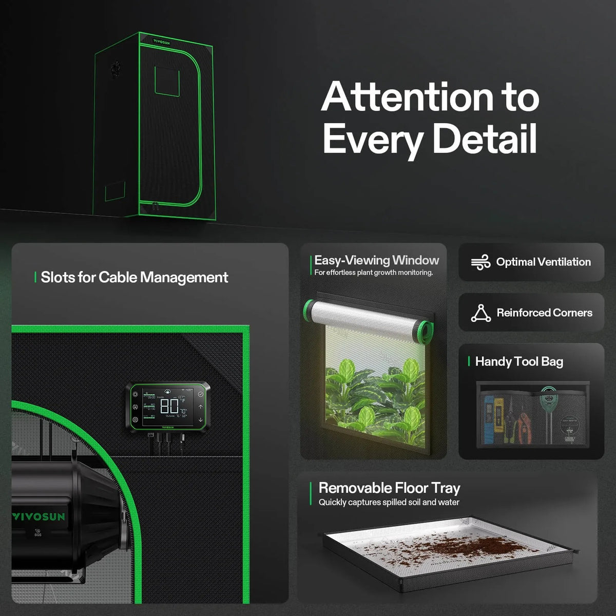 Propagation Grow Tent | 81cm x 81cm x 160cm | 600D Oxford | Lightproof Mylar Lined