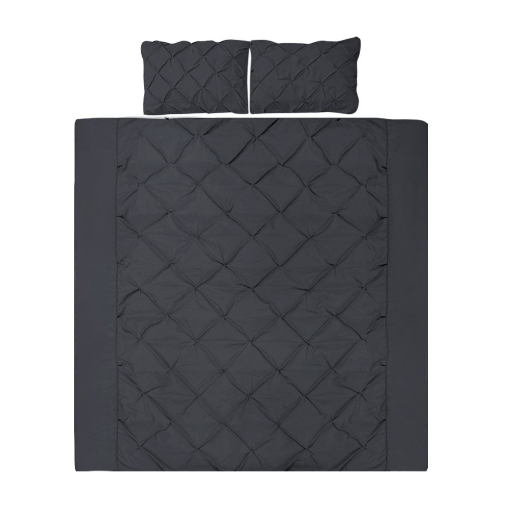 Bedding | Quilt Cover Set | Diamond Pinch Black | Queen