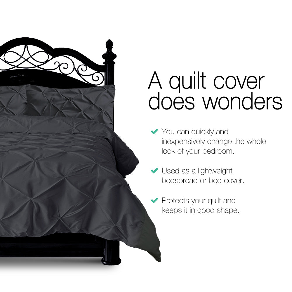 Bedding | Quilt Cover Set | Diamond Pinch Black | Queen