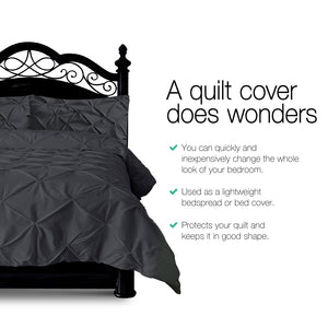Bedding | Quilt Cover Set | Diamond Pinch Black | Queen