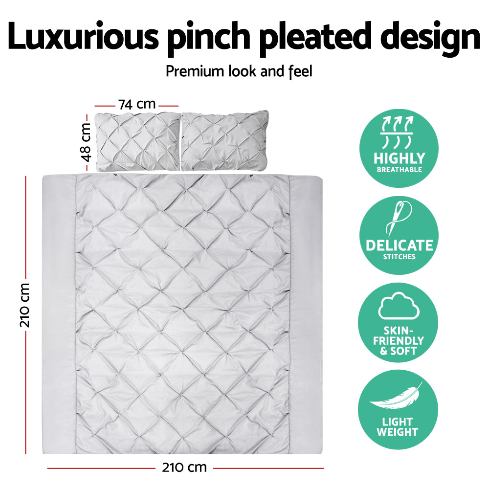 Bedding | Quilt Cover Set | Diamond Pinch Grey | Queen