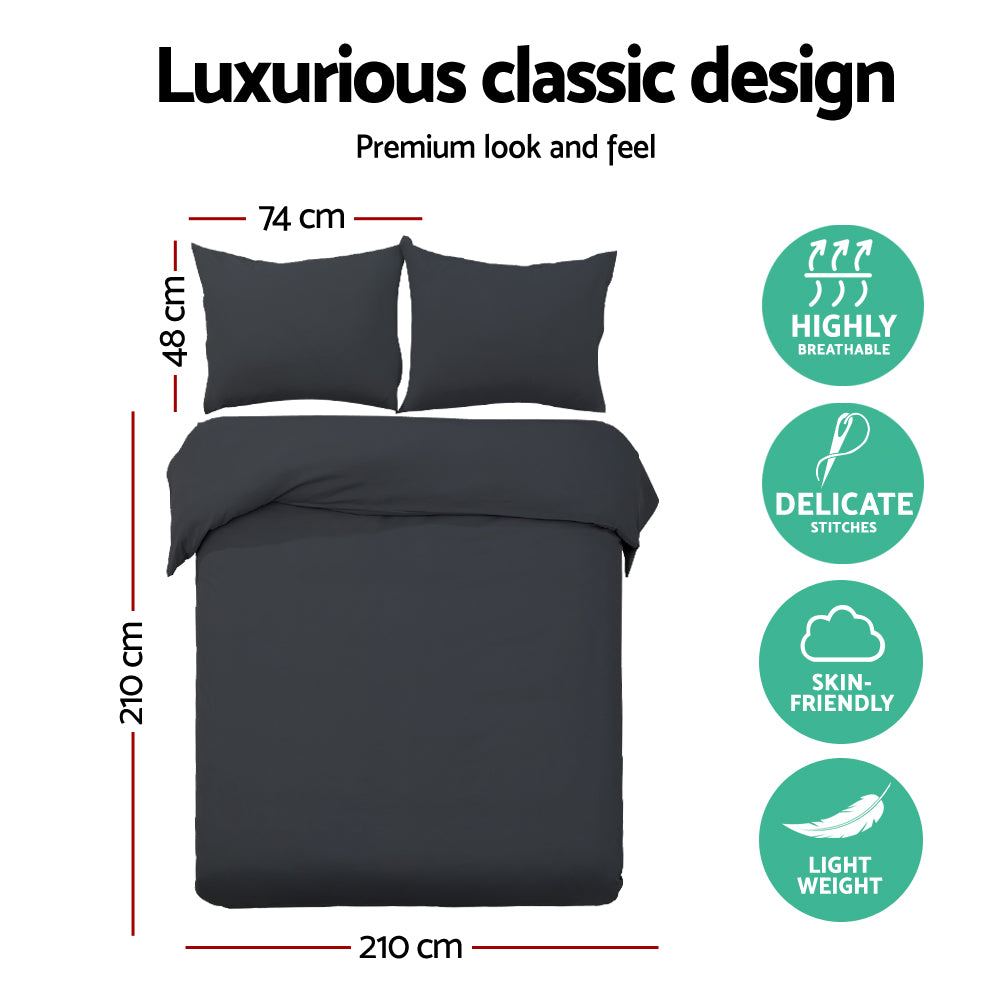 Bedding | Quilt Cover Set | Classic Black | Queen