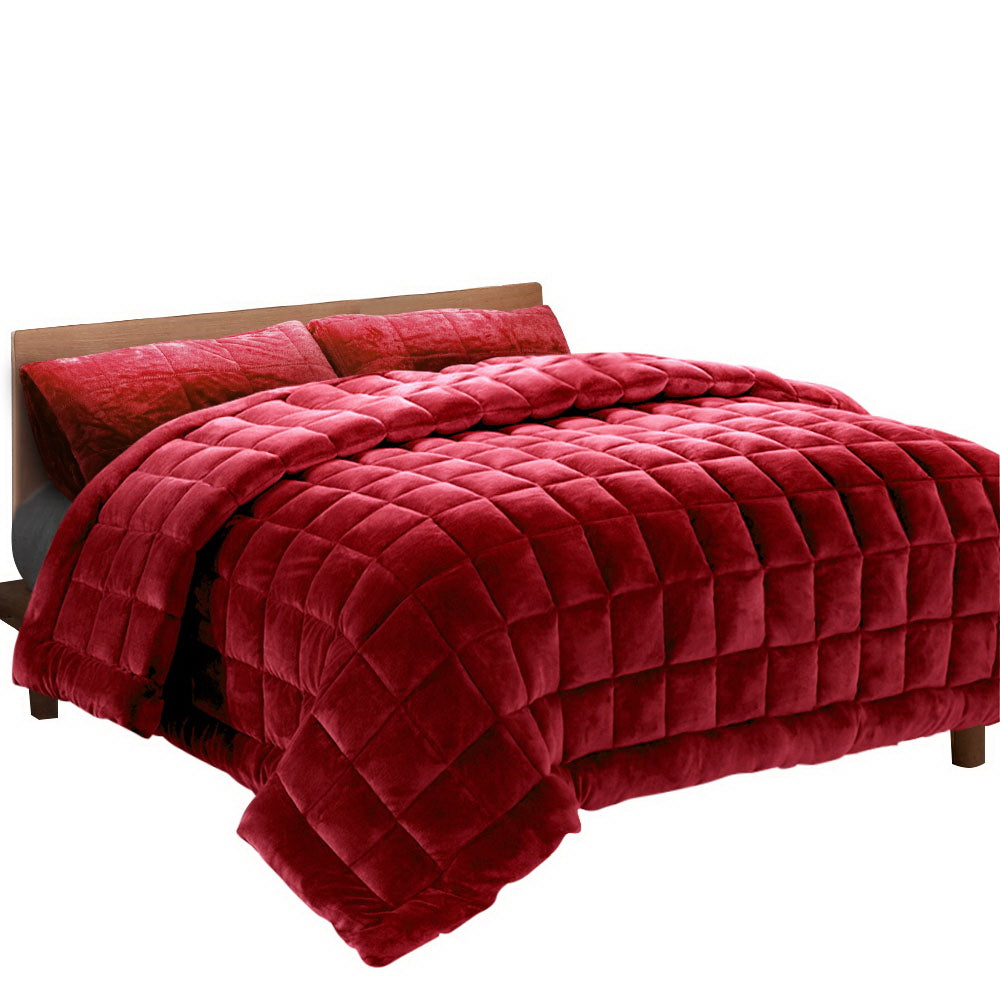 Bedding | Faux Mink Quilt | Burgundy | Queen