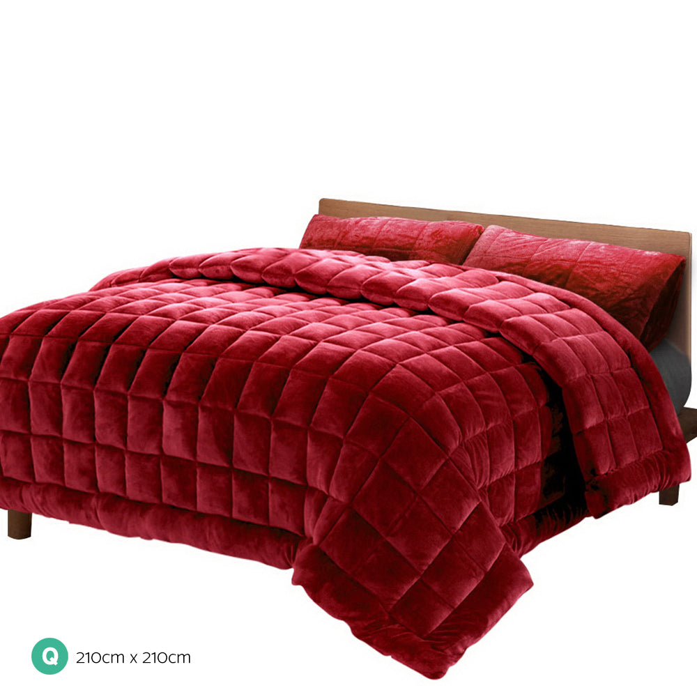 Bedding | Faux Mink Quilt | Burgundy | Queen