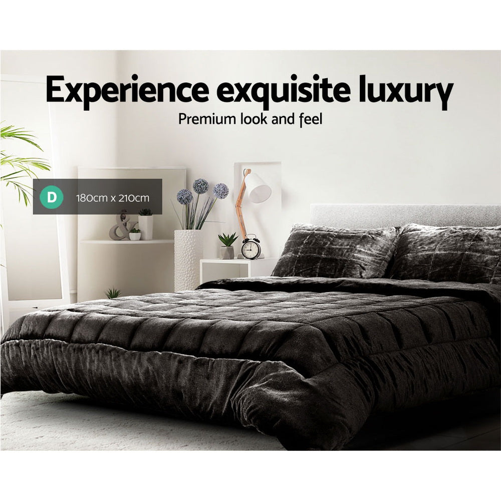 Bedding | Faux Mink Quilt | Charcoal | Double