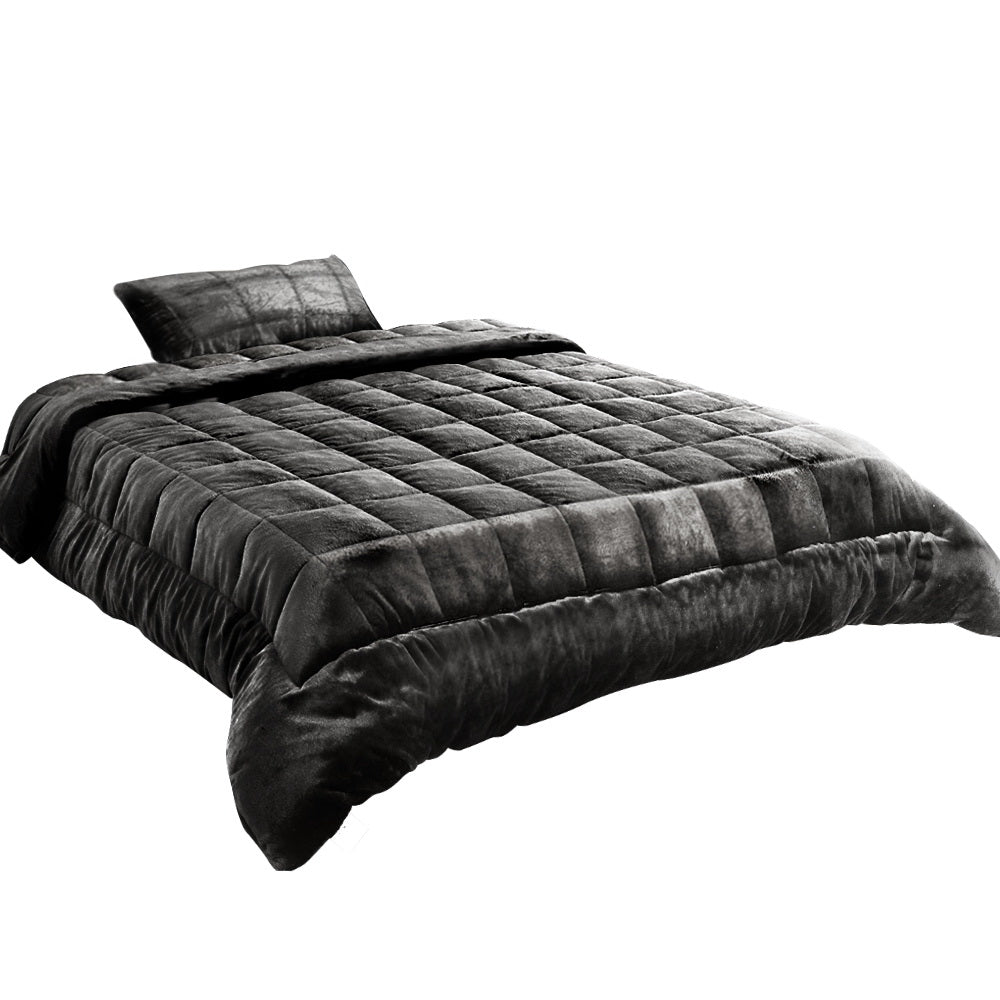 Bedding | Faux Mink Quilt | Charcoal | Single