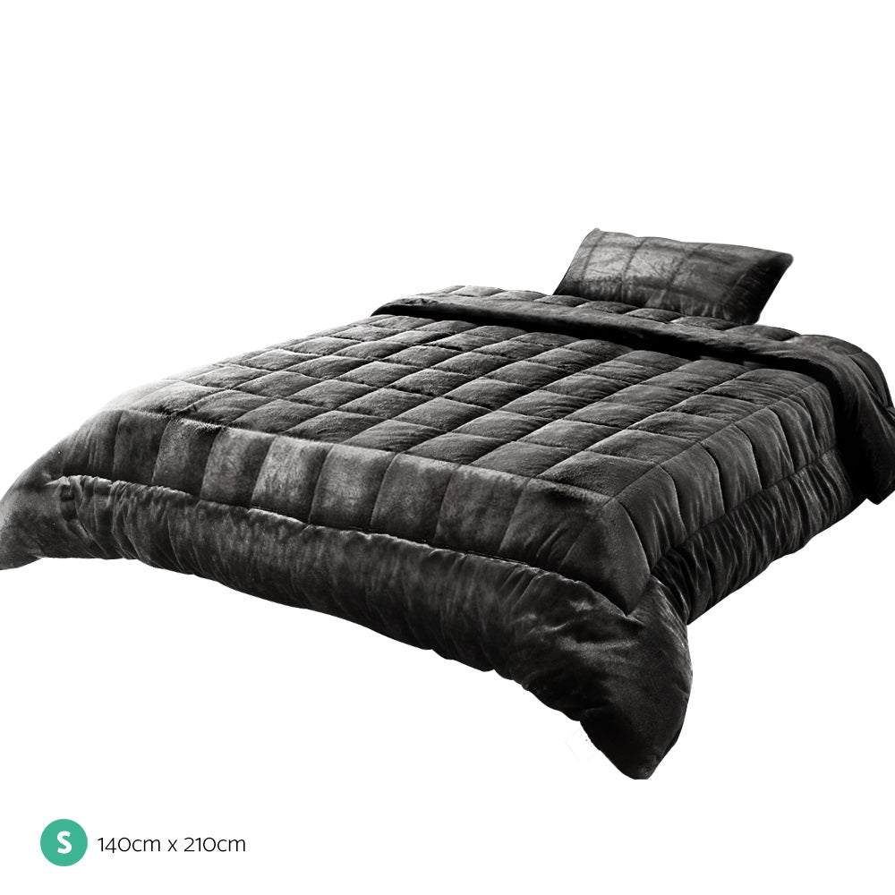 Bedding | Faux Mink Quilt | Charcoal | Single