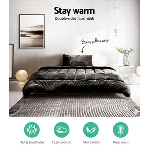 Bedding | Faux Mink Quilt | Charcoal | Single