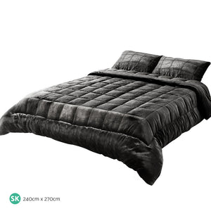 Bedding | Faux Mink Quilt | Charcoal | Super King