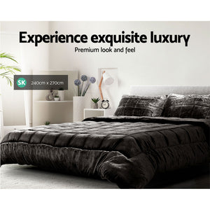 Bedding | Faux Mink Quilt | Charcoal | Super King