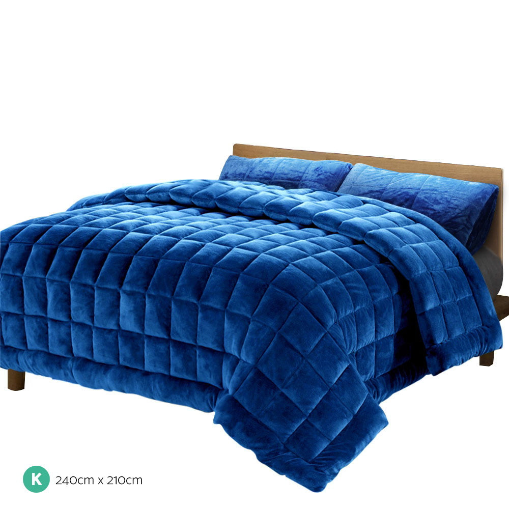 Bedding | Faux Mink Quilt | Blue | King