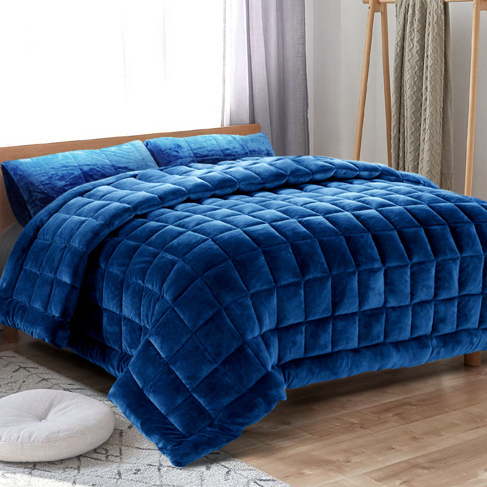 Bedding | Faux Mink Quilt | Blue | King
