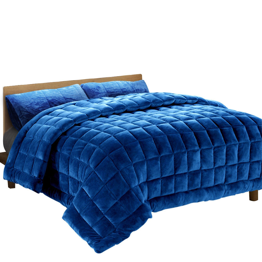 Bedding | Faux Mink Quilt | Blue | Queen