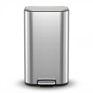 Cefito Kitchen Trash Can 40L Pedal Bins Rubbish Bin Steel with Soft Close Lid, Removable Inner Bucket, Rectangular Garbage Can Recycling Bin, Silver