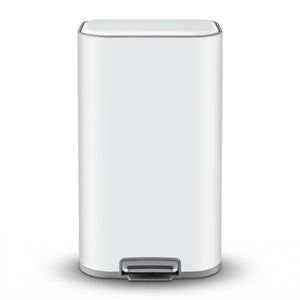 Cefito Kitchen Trash Can 40L Pedal Bins Rubbish Bin Steel with Soft Close Lid, Removable Inner Bucket, Rectangular Garbage Can Recycling Bin, White