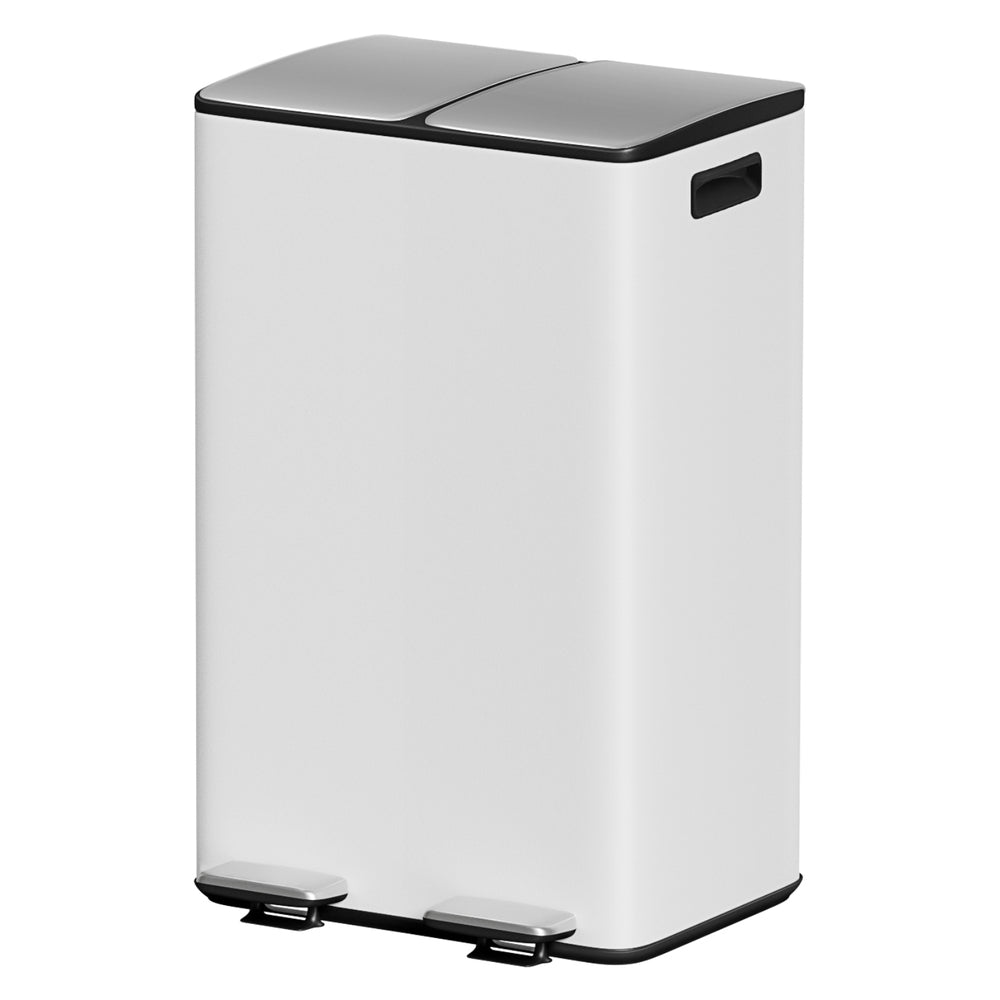 Cefito Pedal Bin | Dual Compartment | Waste & Recycle | 60L | White