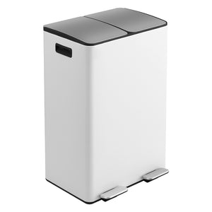 Cefito Pedal Bin | Dual Compartment | Waste & Recycle | 60L | White