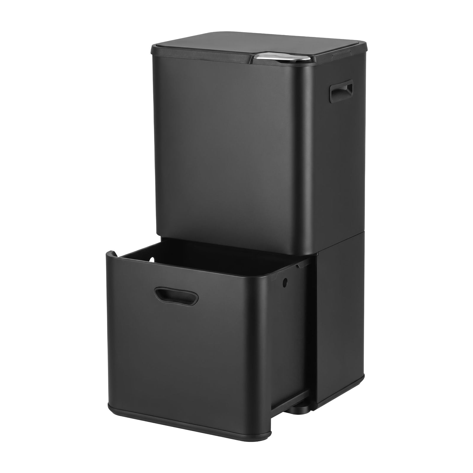 Rubbish Bin | 63L 3 Compartment Steel Recycling Bin | Black