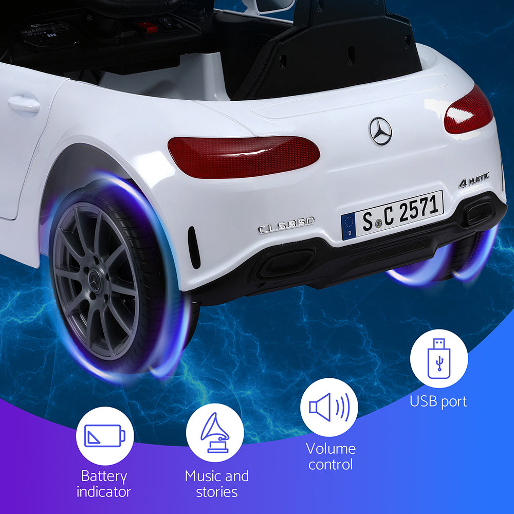 Kids Electric Ride-On Car | Licensed Outdoor Vehicle with Music & Remote Control | White