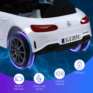 Kids Electric Ride-On Car | Licensed Outdoor Vehicle with Music & Remote Control | White