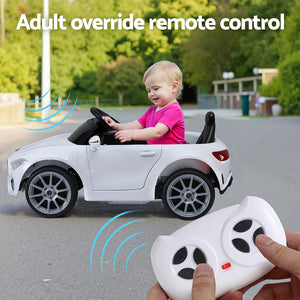Kids Electric Ride-On Car | Licensed Outdoor Vehicle with Music & Remote Control | White