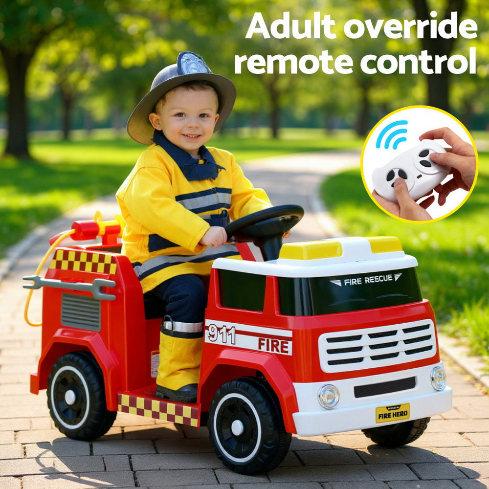 Rigo Kids Ride-On Fire Truck | Electric Toy Car with Water Gun & Music