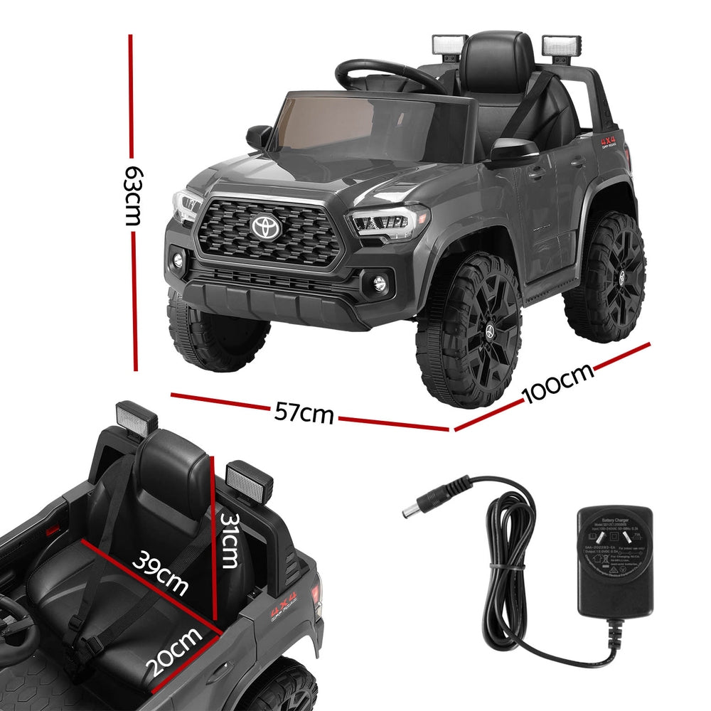 Kids Electric Ride On Car | Toyota Tacoma | Off Road Jeep Toy Cars | Remote | 12V | Grey
