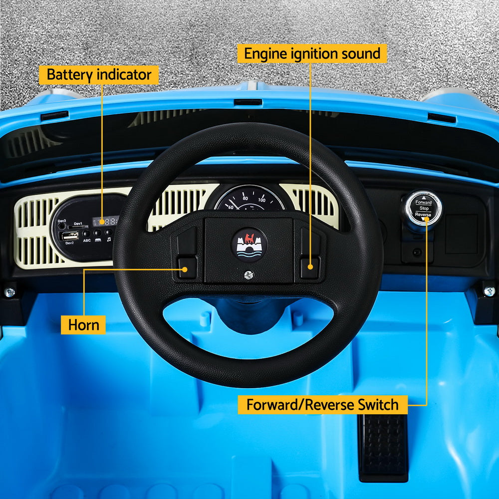 Kids Ride On Car | Licensed Volkswagen Beetle | Electric Toys | Horn Remote | 6V | Blue