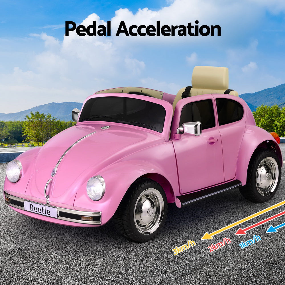 Kids Ride On Car | Licensed Volkswagen Beetle | Electric Toys | Horn Remote | 6V | Pink