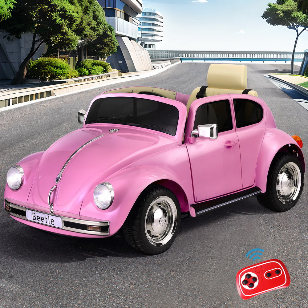 Kids Ride On Car | Licensed Volkswagen Beetle | Electric Toys | Horn Remote | 6V | Pink