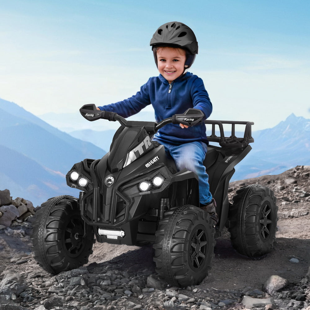 Rigo Kids Ride On Car | ATV Quad Motorbike | Storage Rack | Electric Toys | 12V | Black