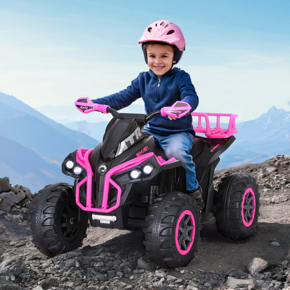 Rigo Kids Ride On Car | ATV Quad Motorbike | Storage Rack | Electric Toys | 12V | Pink