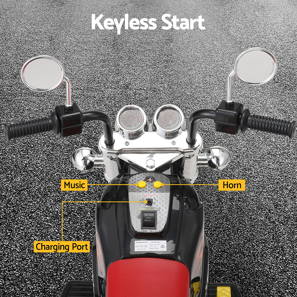 Rigo Kids Ride On Car | Motorcycle Motorbike | Electric Toys | Horn Music | 6V | Black