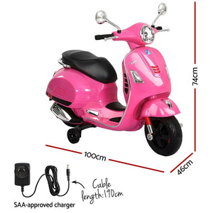 Electric Ride On Motorcycle | Vespa Licensed GTS | Pink