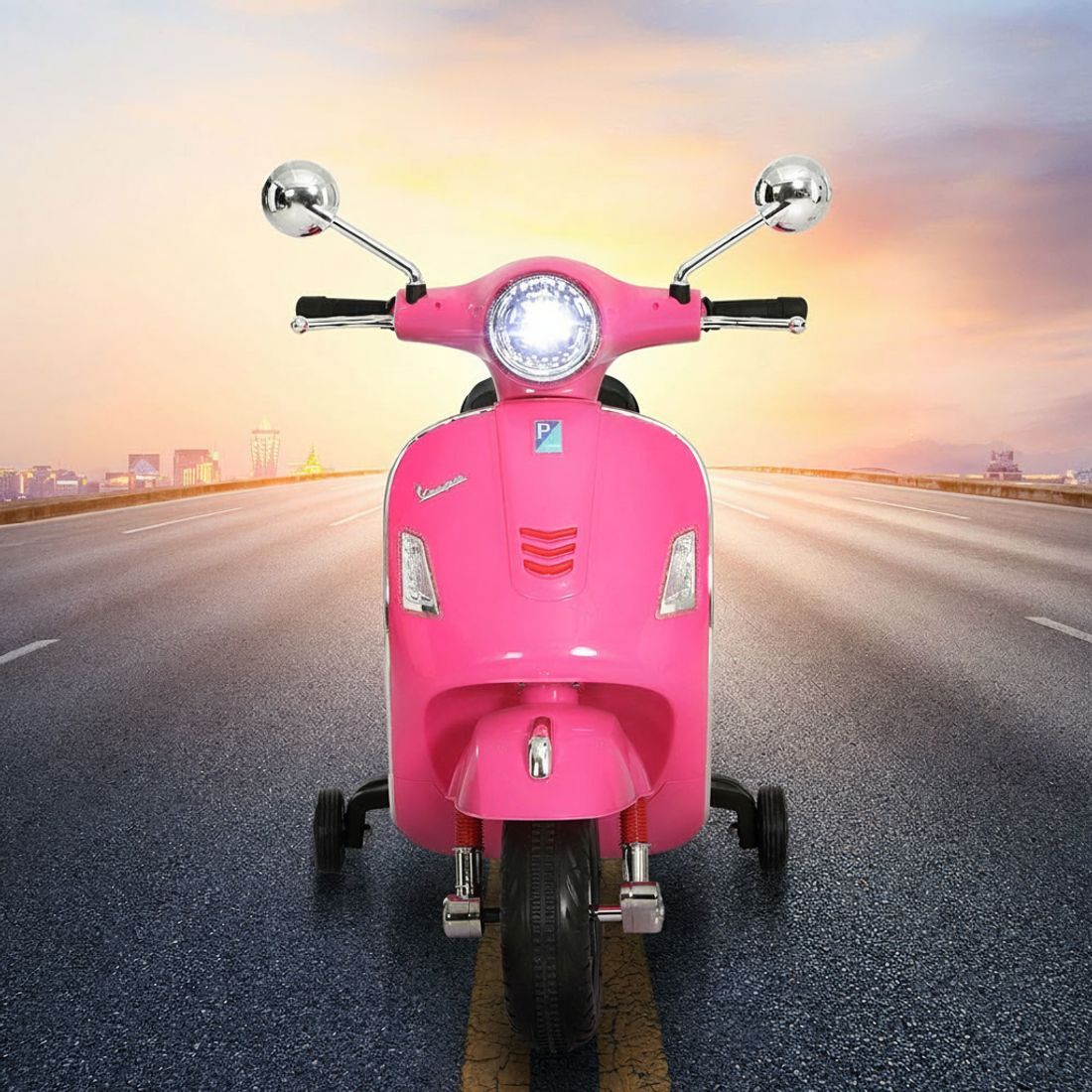 Electric Ride On Motorcycle | Vespa Licensed GTS | Pink