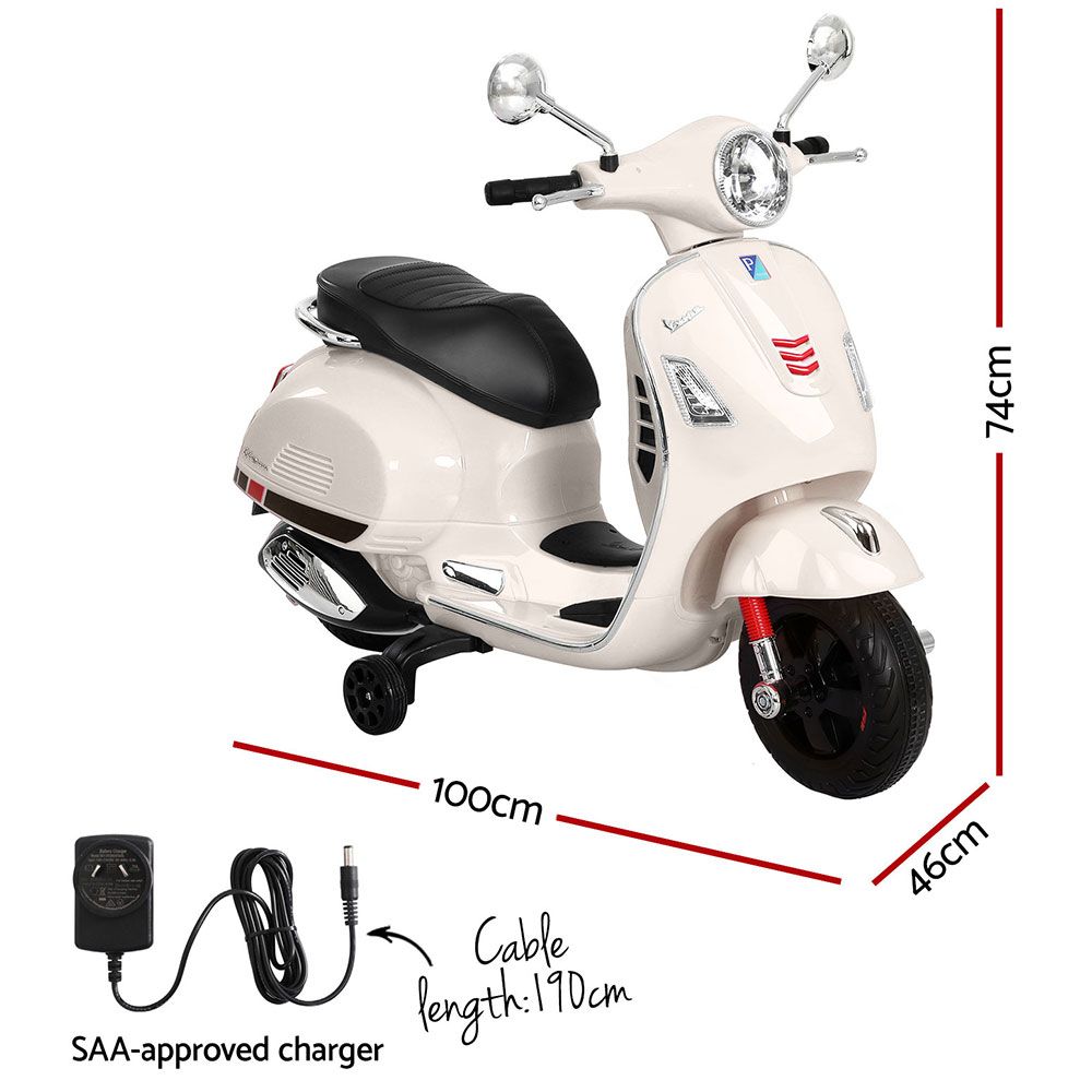 Electric Ride On Motorcycle | Vespa Licensed GTS | White