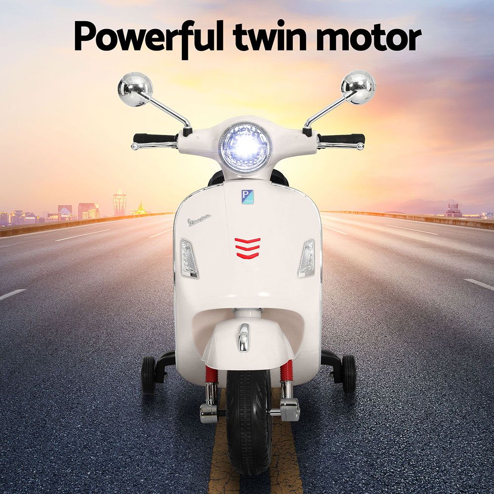 Electric Ride On Motorcycle | Vespa Licensed GTS | White