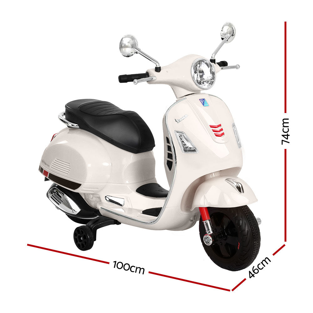 Electric Ride On Motorcycle | Vespa Licensed GTS | White