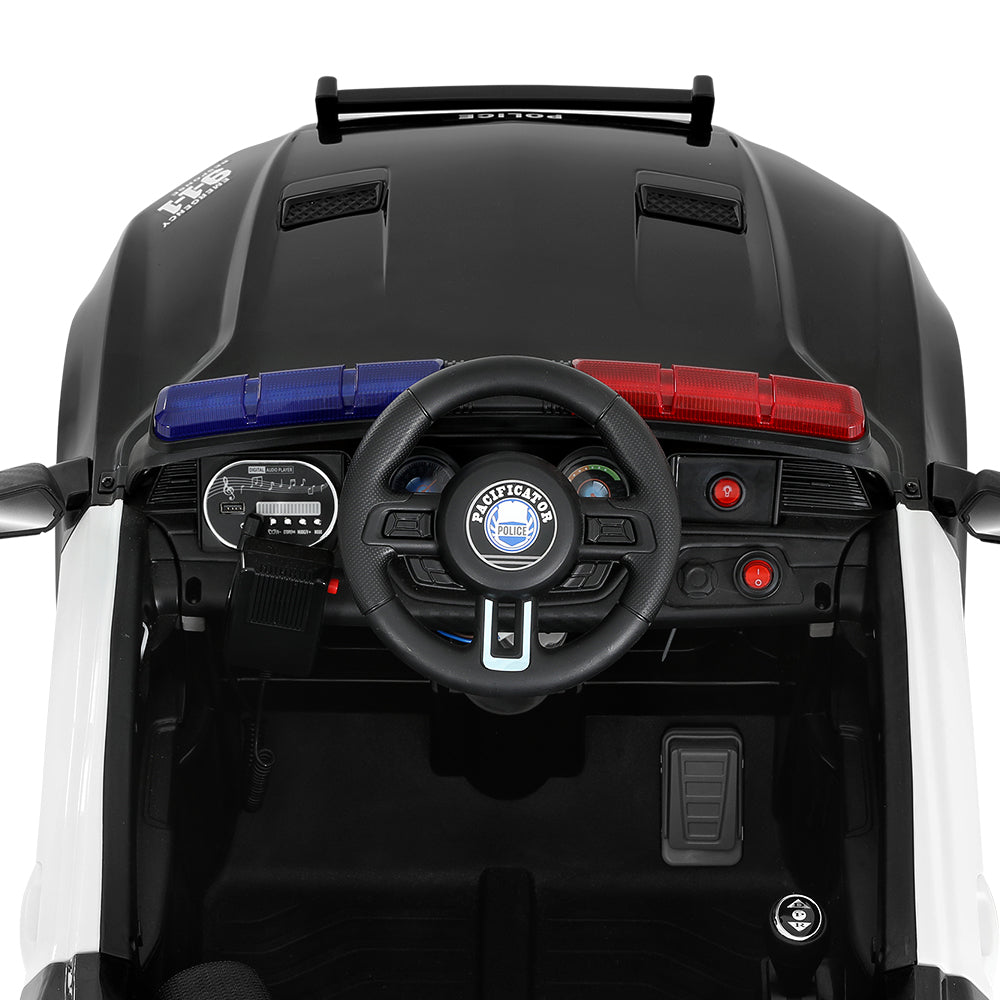 Electric Ride On Car | Patrol Police Car | Battery Powered Toy | 12V Black