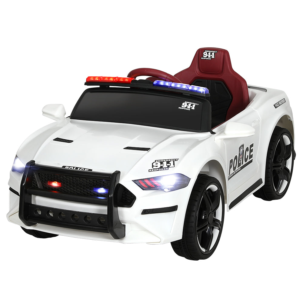 Electric Ride On Car | Patrol Police Car | Battery Powered Toy | 12V White