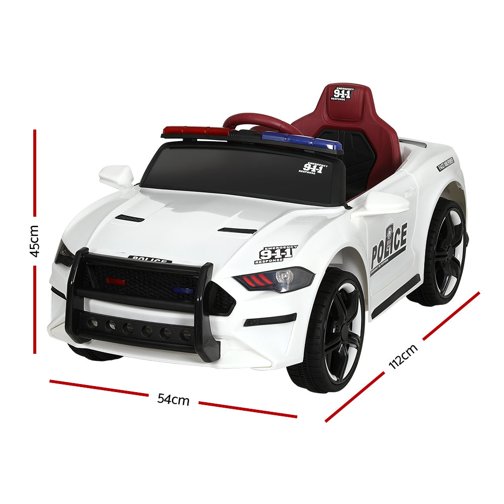 Electric Ride On Car | Patrol Police Car | Battery Powered Toy | 12V White