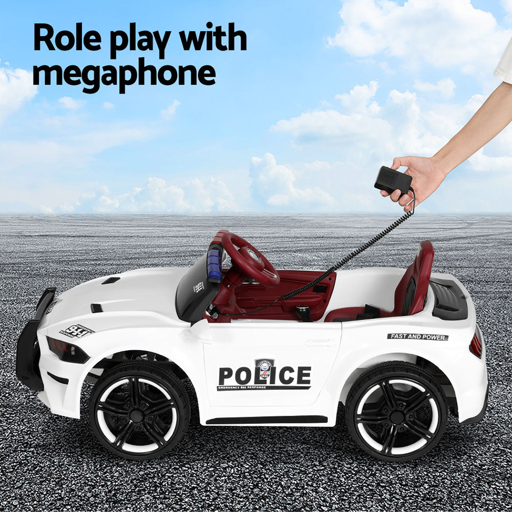 Electric Ride On Car | Patrol Police Car | Battery Powered Toy | 12V White
