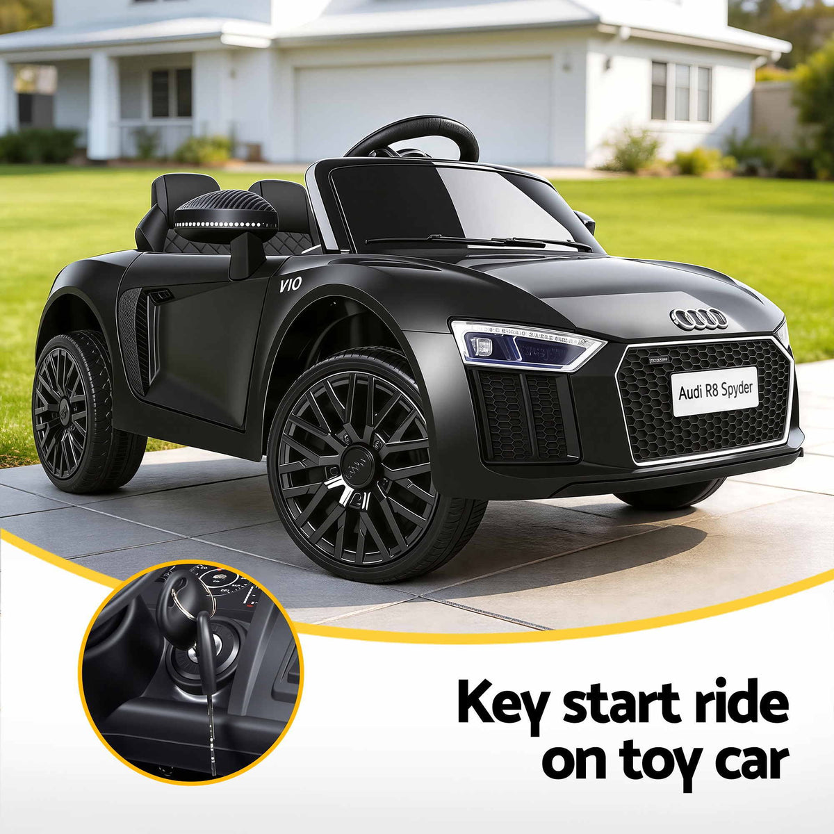 Kids Ride On Car Audi R8 Licensed Electric 12V Black