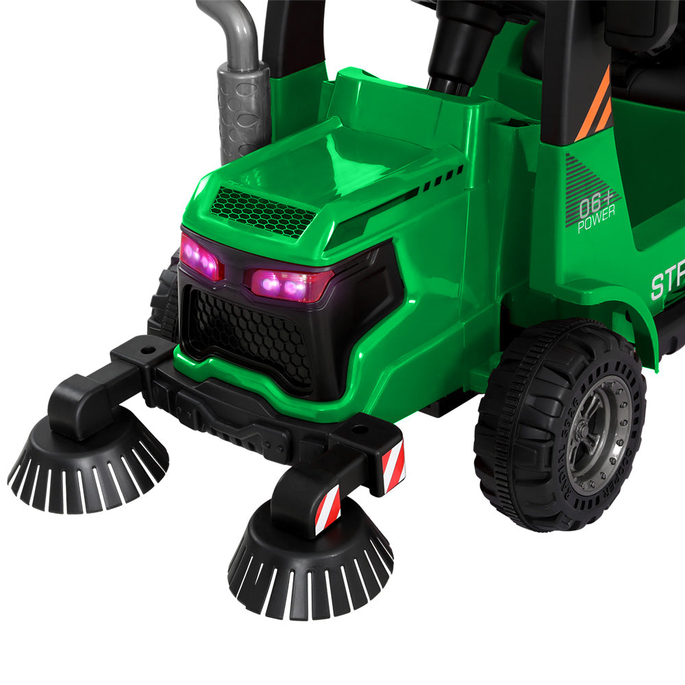 Electric Ride On Car | Street Sweeper Truck | Remote Control | 12V Green